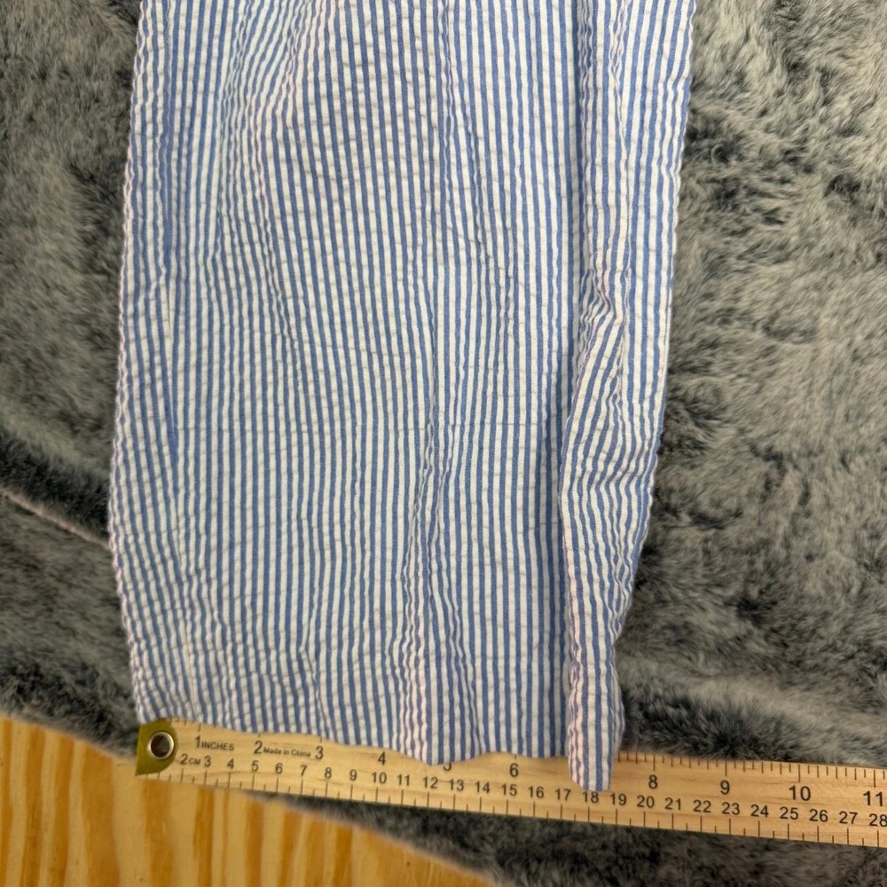 Stafford Mens 40x32 Seersucker Dress Pants Blue White Striped Classic Fit Cotton